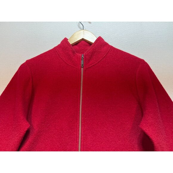 Woolrich Womens Wool Full Zip Cardigan Jacket Long Sleeve Sz S Red Solid Pockets - Picture 5 of 12